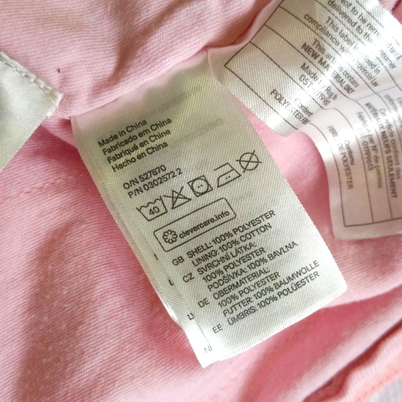 h&m jersey lined pink hearts fleece bunting suit with zipper & mitts 2-4 months - Picture 6 of 8